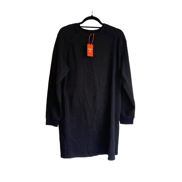 NEW Superdry Women's Rib Insert Dress Black Pockets Size 10 - Picture 2 of 10
